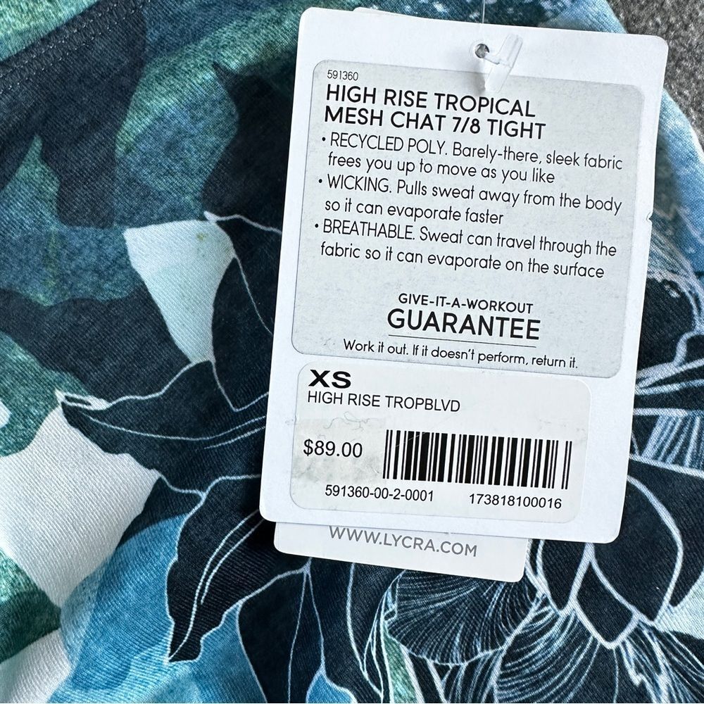 NWT Athleta Leafy Floral High Rise Tropical Mesh Chaturanga 7/8 Leggings XS - Picture 12 of 16